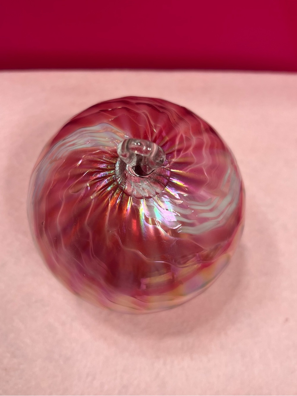 Iridescent Pink Hand-blown Glass Ornament - Picture 2 of 5